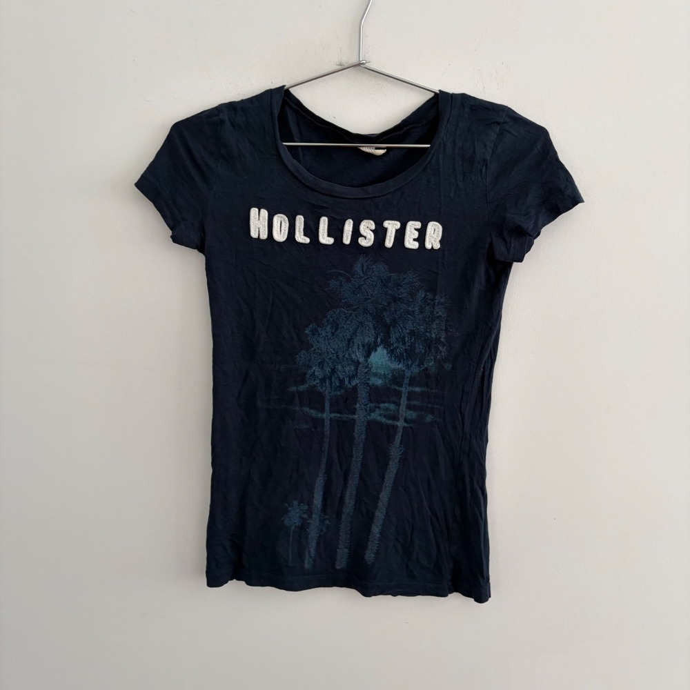 Hollister California Womens Small Navy Blue Palm Tree Graphic T-Shirt